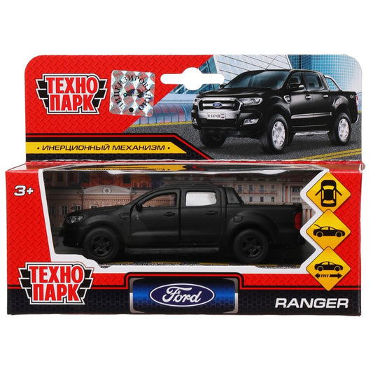 Machine en métal FORD ranger ПИКАП, 12 см, .дв., баг., инерц., черый мат., кор. Parc technologique en cor.2*24шт