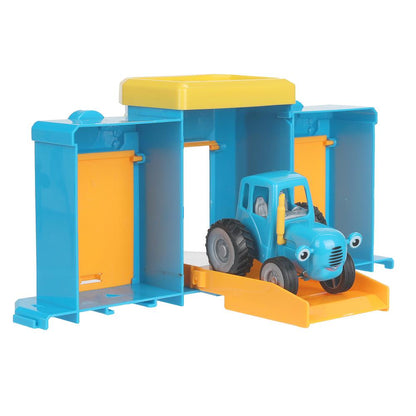 Игрушка пластик ворота+1 машинка, СИНИЙ ТРАКТОР,кор. ТЕХНОПАРК в кор.24шт