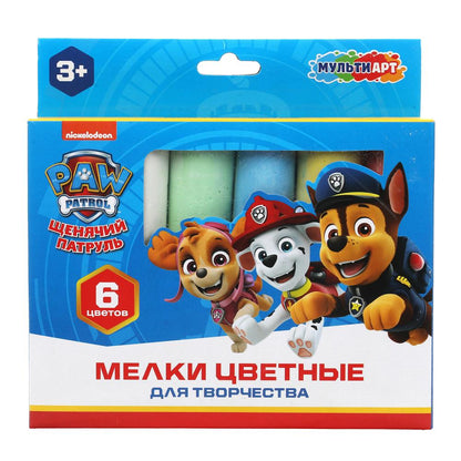 Мульти Арт. Мелки цветные "Щенячий Патруль" 6 цв., в кор. ART.MEL6-PAWPAT-WOT