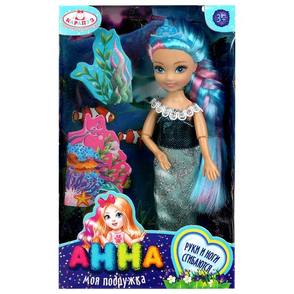 Кукла 15 см Анна, руки и ноги сгиб, русалочка, акс, кор КАРАПУЗ в кор.120шт