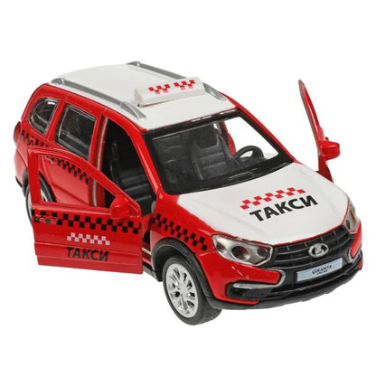 GRANTACRS-12TAX-VEZ Машина металл LADA GRANTA CROSS ТАКСИ 12 см, двер, баг, инерц, красный, кор. Тех