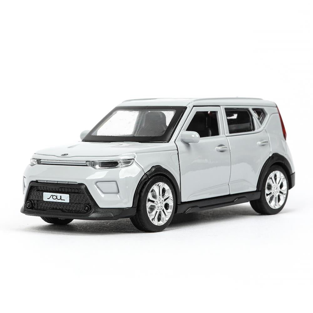 Машина металл KIA soul длина 12 см, двери, багаж., инерц, серебряный, кор. Parc technologique dans le cor.2*36шт