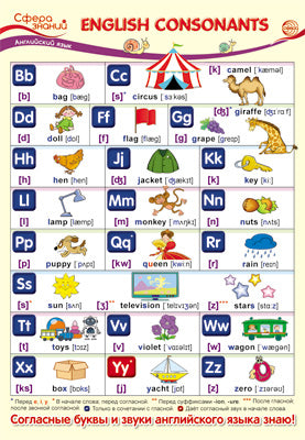 ПО-13586 Плакат А3. Английский язык в начальной школе. Английские согласные (Английские согласные)