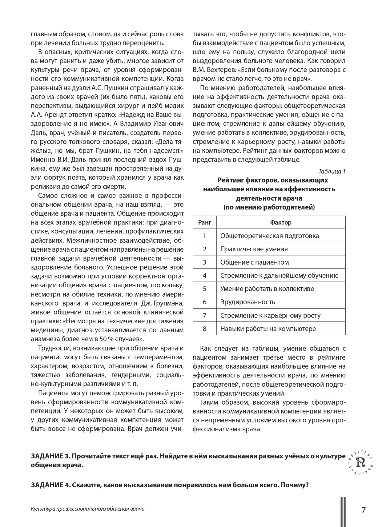 Общение врача и пациента: учебное пособие по чтению и развитию речи на русском языке для иностранных студентов медицинских вузов