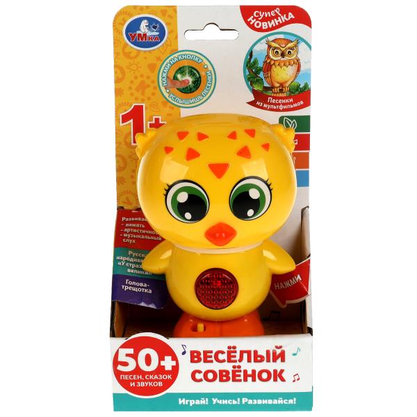 Весёлый совёнок 50 песен,сказок,голов.голова-трещотка.свет.кор.бат. Умка в кор.72шт