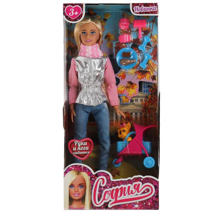 Кукла 29см София в с питомцем,с акс,руки и ноги сгибаются в кор КАРАПУЗ в кор.24шт