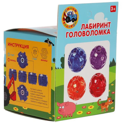 Логическая игра шар-лабиринт Синий ТРАКТОР , кор.10*10*10см ИГРАЕМ ВМЕСТЕ в кор.2*72шт