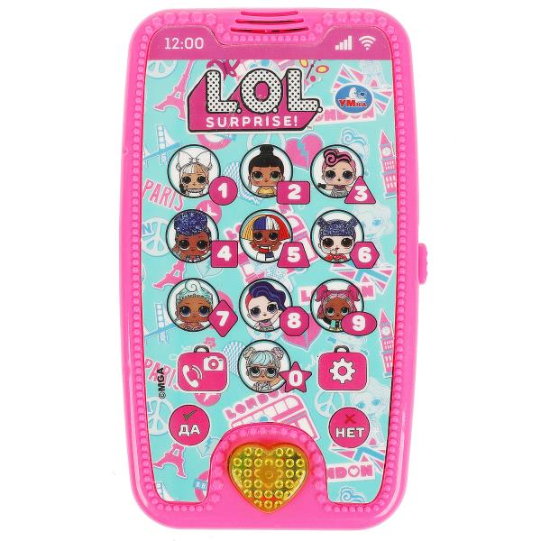 Музыкальный телефончик ЛОЛ 120+ песен,стихов,звуков.свет.блист.бат. Умка в кор.120шт