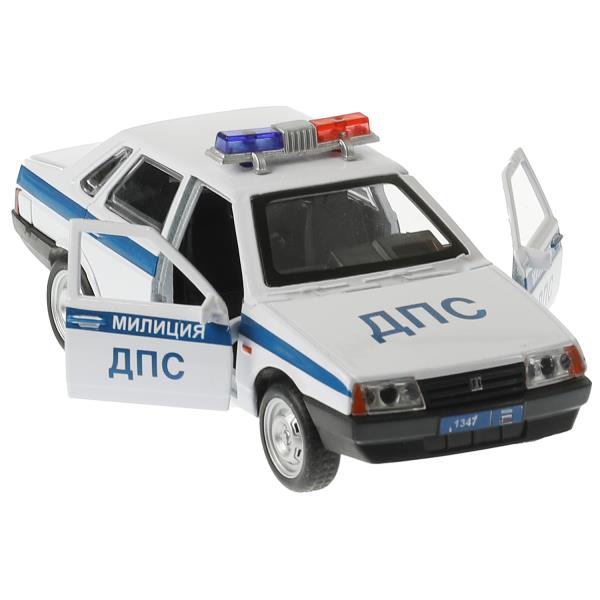 Машина металл LADA-2108/21099 МИЛИЦИЯ 12см, двер,баг,инерц, ассорт, дис. Технопарк уп-12шт в кор.6уп