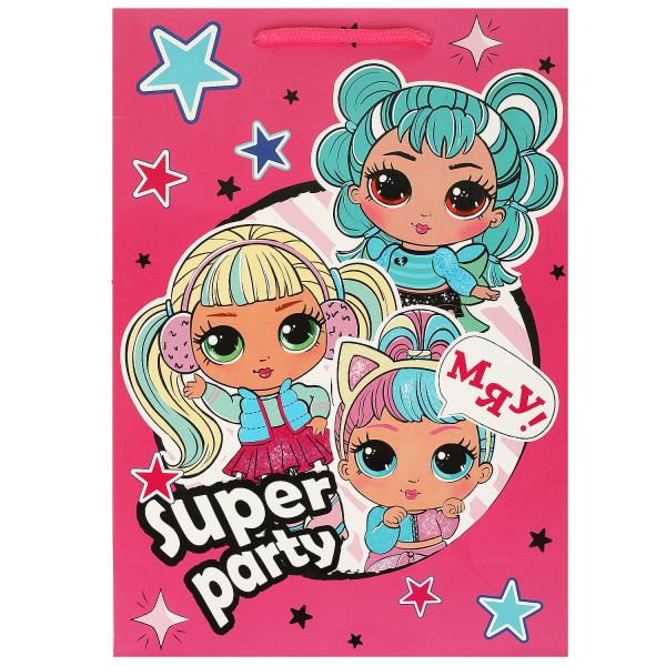 Пакет подарочный глянцевый м,супер вечеринка,140 гр/м2 ЧУДО ПРАЗДНИК в кор.288шт