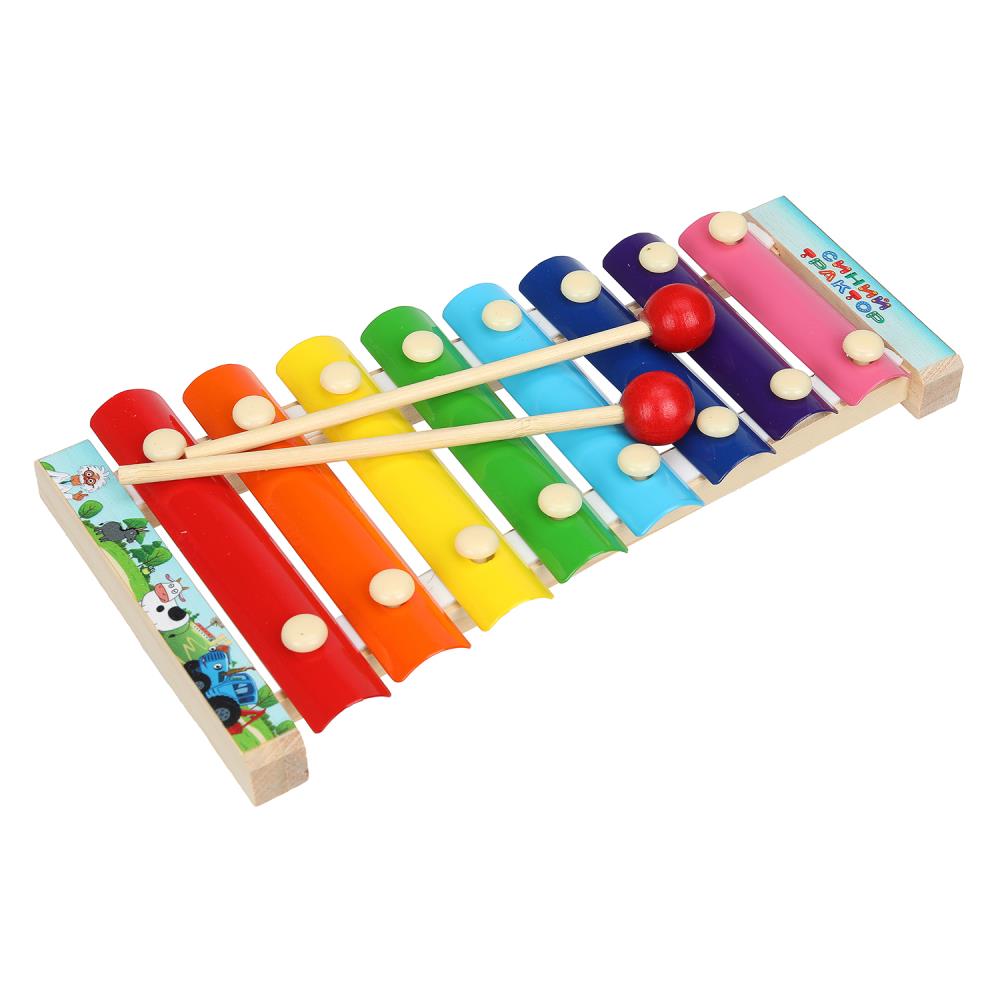 Игрушка деревянная СИНИЙ ТРАКТОР métallophone 9*1,5*18,5, korobka Буратино в кор.50шт