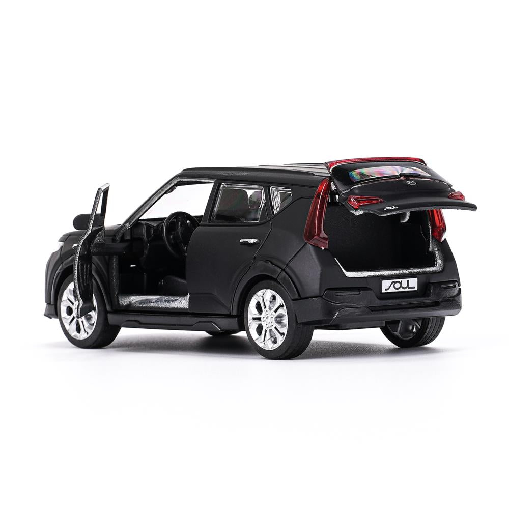 Машина металл свет-звук KIA soul 12 см, двер, инер, черный МАТОВЫЙ, kor. Parc technologique dans le cor.2*36шт