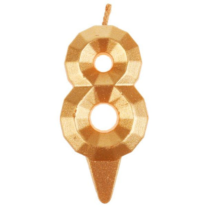 Свеча для торта, цифра "8", золото, блистер,с днем рождения ЧУДО ПРАЗДНИК в кор.48шт
