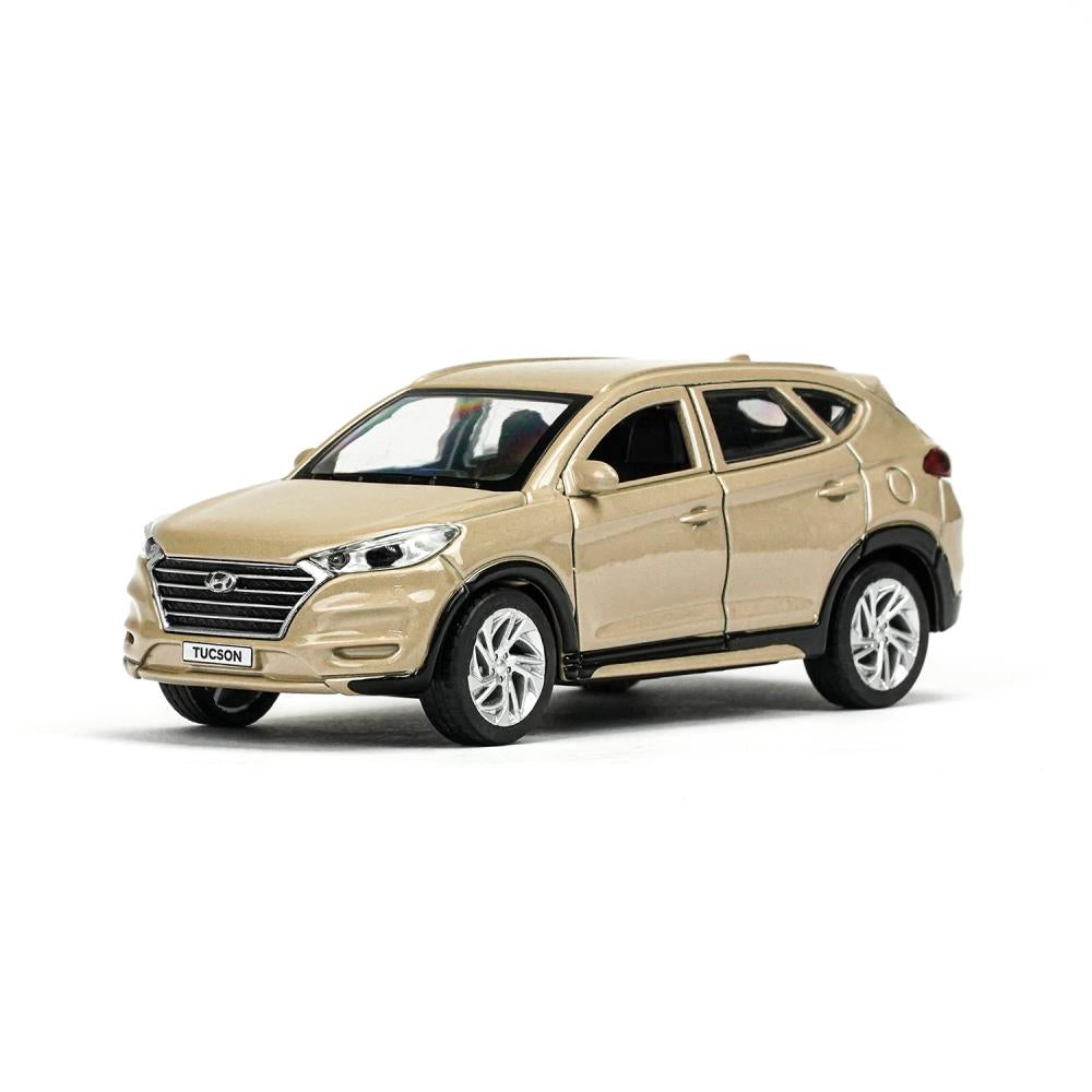 Машина металл HYUNDAI TUCSON длина 12 см, двери, багаж., инер, бежевый, кор. Технопарк в кор.2*36шт
