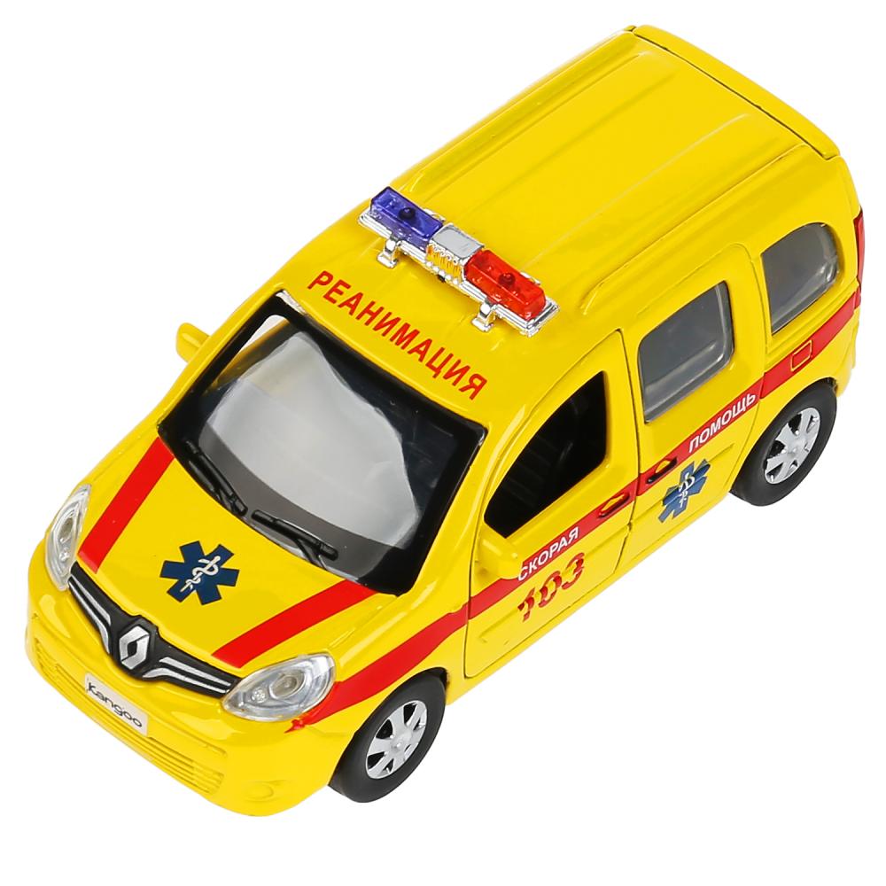 Technoparc. Modèle "Renault Kangoo Реанимация" métal 12 cm double, bagage, jaune, art.KANGOO-12AMB-YE