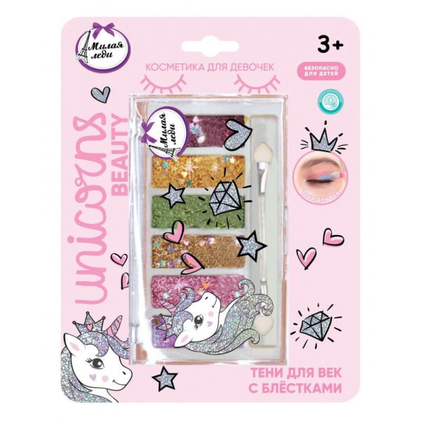 Косметика ДЛЯ ДЕВОЧЕК тени для век с блестками, 9 г. МИЛАЯ ЛЕДИ в кор.30*12шт