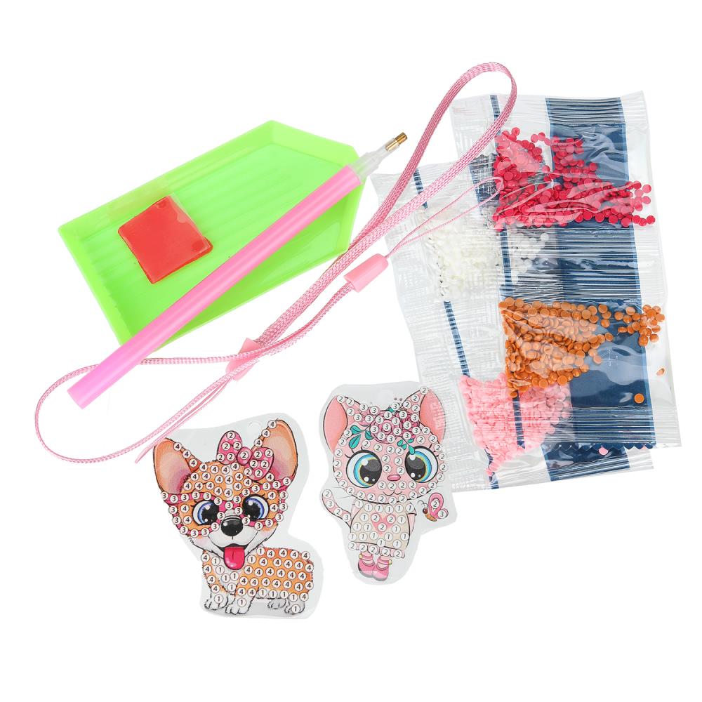 Алмазная мозаика-подвеска милые животные МУЛЬТИ АРТ в кор.50шт