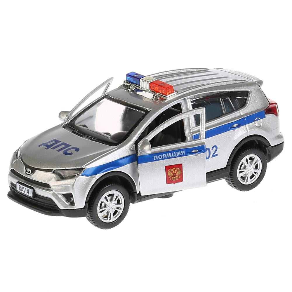 ТМ Технопарк.Машина металл"TOYOTA RAV4 ПОЛИЦИЯ",дл 12 см, св-зв, откр дв, багаж, инерц. в кор.2*36шт
