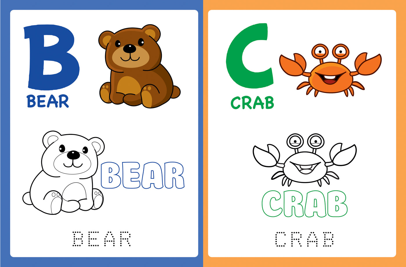 Азбука-раскраска: английские буквы и слова