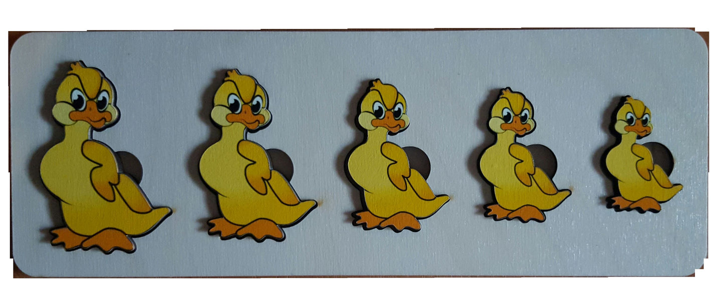 Пазл-рамка для малышей "Утята" (белый фон) арт.7933 (дерево) 29,5х10,5/45