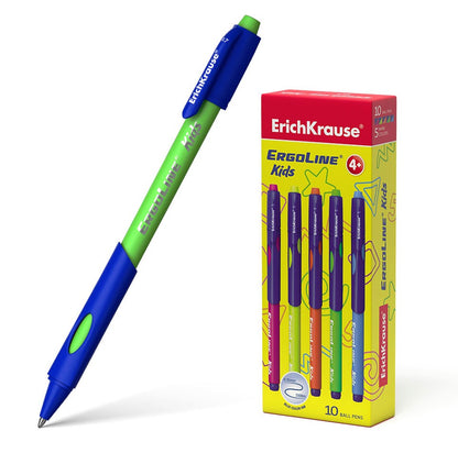 Ручка шариковая ErichKrause ErgoLine Kids, Ultra Glide Technology, цвет чернил синий (в коробке по 10 шт.)