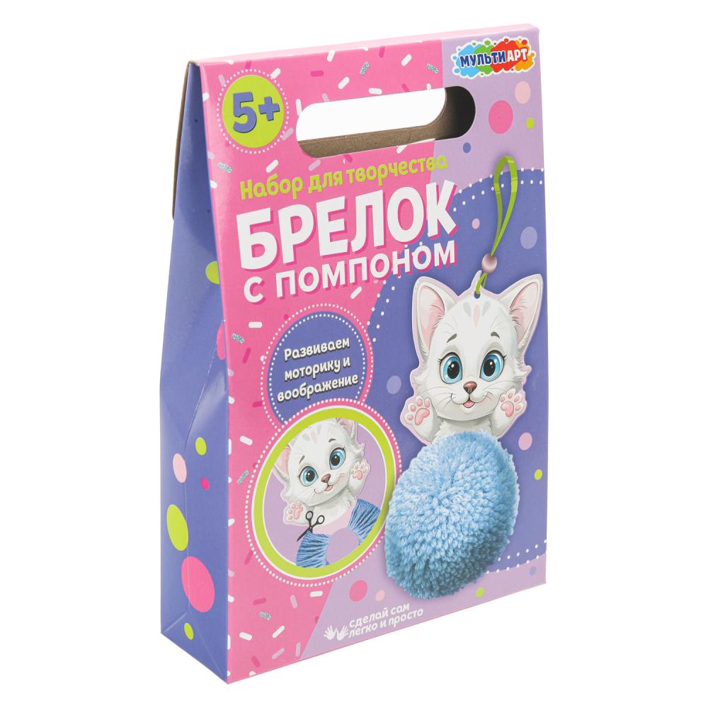 Брелок с помпоном, кошечка MultiArt в кор.40шт