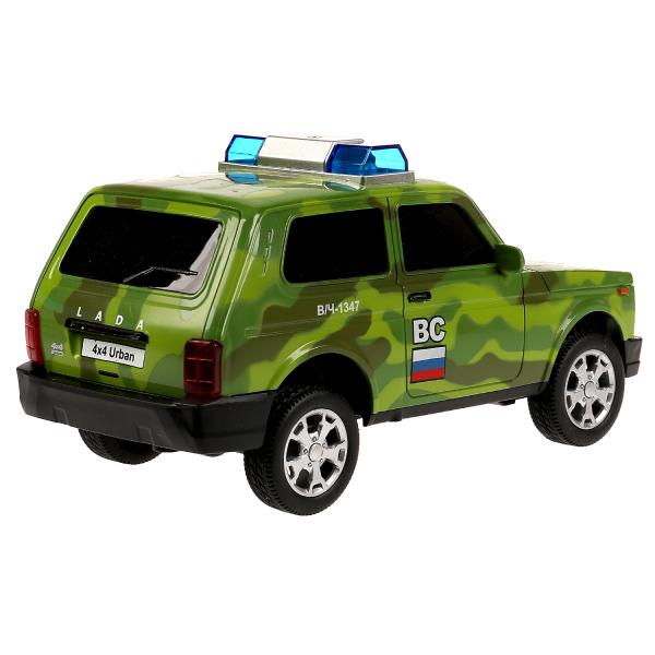 Машина пластик свет-звук LADA 4x4 URBAN КАМУФЛЯЖ 19,5 см, 2 кноп, инер, кор. Технопарк в кор.36шт