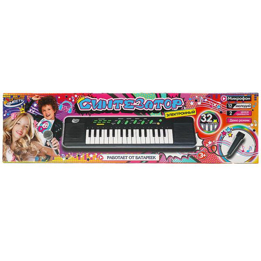 Пианино "электронный синтезатор" 32 клав., микрофон, кор.47,5*14,4*5,6см ИГРАЕМ ВМЕСТЕ в кор.2*36шт