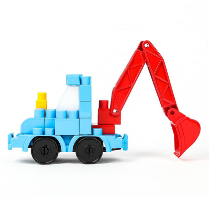 10046-BA Конструктор синий трактор+тележки с животными, 35 дет. Город мастеров в кор.8шт