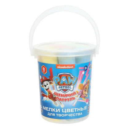 MELBUCKET8-PAWPAT-WOT Мелки цветные , 8 шт (4 цв), в ведре Щенячий Патруль МУЛЬТИ АРТ в кор.48наб