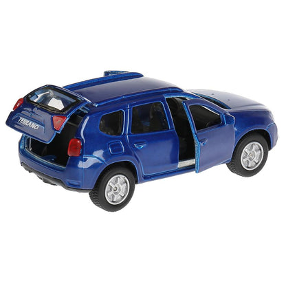 Машина металл Nissan Terrano синий 12 см, откр.дв.,багаж., инерц. в русс. кор.Технопарк в кор.2*24шт