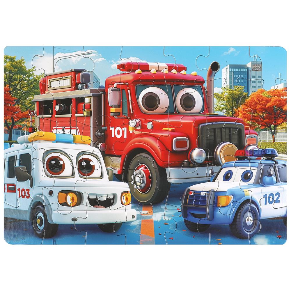 Весёлые машинки. Макси-пазлы.Пазл 35 деталей. 180х127х35 мм. Умные игры в кор.24шт