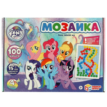 МОЙ МАЛЕНЬКИЙ ПОНИ. Mosaïque en plastique. 100 poissons. 4 jours. Pôle 280х200мм. Умные игры в кор.16шт