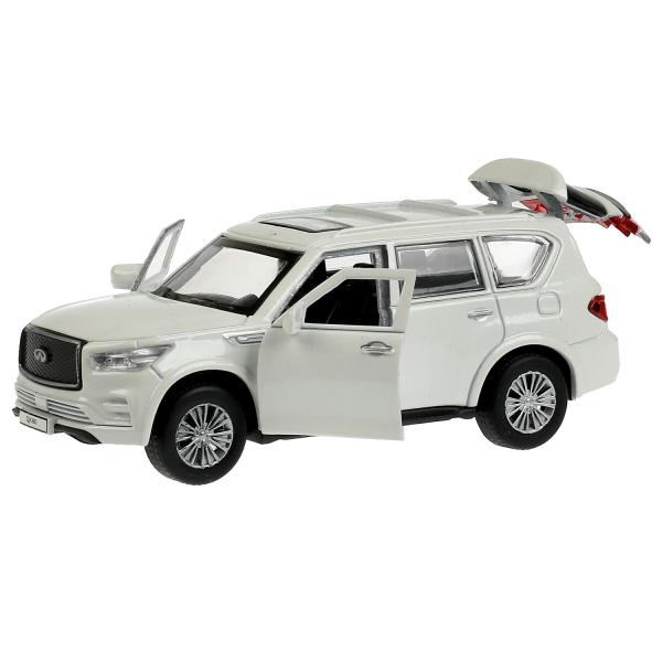 Machine en métal INFINITI QX80, d'une taille de 12,5 cm, double, sac, argent, blanc, couleur. Parc technologique dans le cor.2*36шт