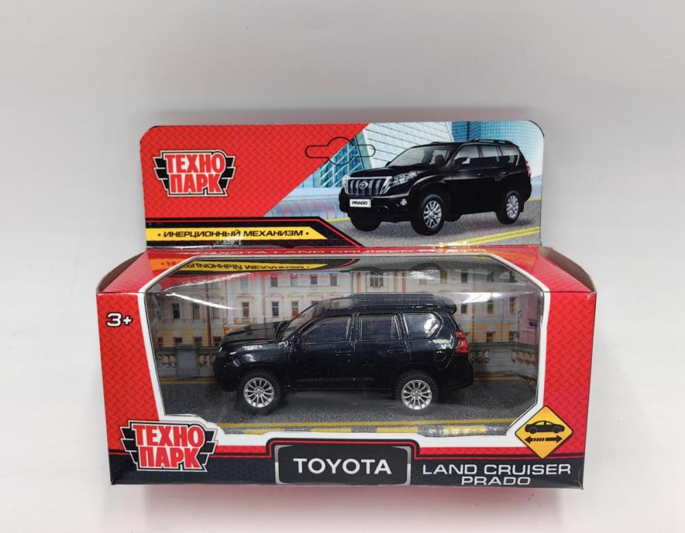 Машина металл TOYOTA LAND CRUISER PRADO длина 10,5 см, инерц, черный, в кор. Технопарк в кор.2*36шт