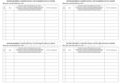 Журнал индивидуальной работы с обучающимися (Формат А4, блок писчая 60, обл. офсетная 160) 32 стр.