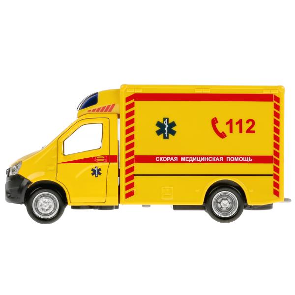 Машина металл свет-звук Группа ГАЗ ГАЗЕЛЬ NEXT реаним 15 см, дв, ин, в кор. Технопарк в кор.2*32шт