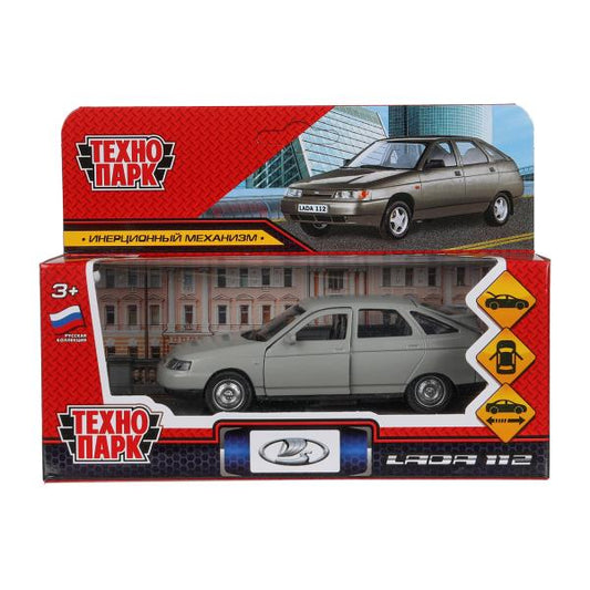 Машина металл ваз-2112 12 см, двери, багаж, светло-коричневый, кор. Технопарк в кор.2*36шт