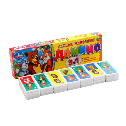 Лесные животные. Domine en plastique. 3в1. 175*55*18. Умные игры в кор.100шт