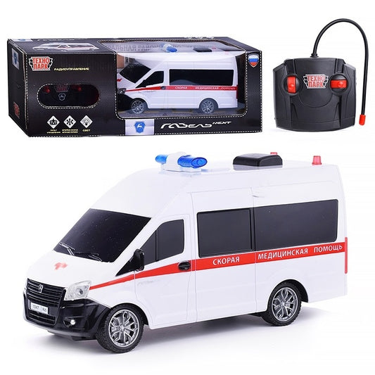 GAZELNEXT-21RCL-AMB-WH335292 Машина р/у ГАЗЕЛЬ NEXT СКОРАЯ ПОМОЩЬ 21,5 см, свет, бел, кор. Технопарк