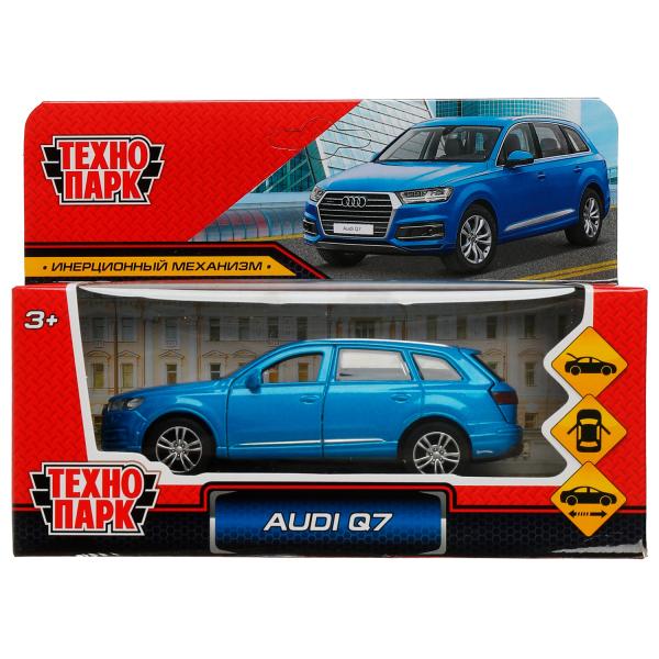 Машина металл AUDI Q7 длина 12 см, двер, багаж, инер, СИНИЙ, кор. Технопарк в кор.2*36шт