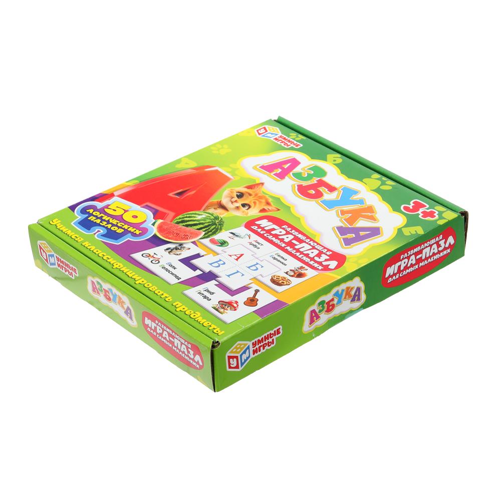 Азбука. Развивающая игра-пазл. 50 paquets logiques 195х165х30 mm. Умные игры в кор.40шт