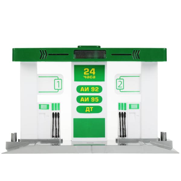 OILSTA-22PLGLE-GN342356 Игрушка пластик свет-звук АВТОЗАПРАВОЧНАЯ СТАНЦИЯ 21 см, С МАШИНКОЙ, кор. Те