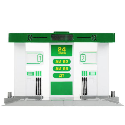 OILSTA-22PLGLE-GN342356 Игрушка пластик свет-звук АВТОЗАПРАВОЧНАЯ СТАНЦИЯ 21 см, С МАШИНКОЙ, кор. Те