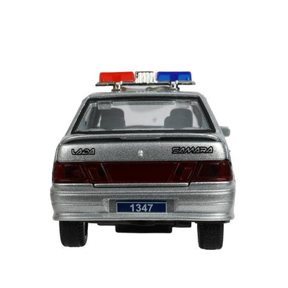 Машина металл свет-звук ваз-2115 самара ПОЛИЦИЯ 12 см, двери, багажник, кор. Технопарк в кор.2*36шт