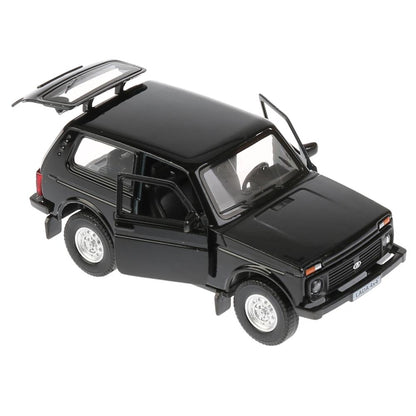 ТМ Технопарк. Machine métallique "LADA 4x4" 12 cm, ouverte. двери, инерц., ЧЕРНЫЙ. dans le cor. dans le cor.2*36шт