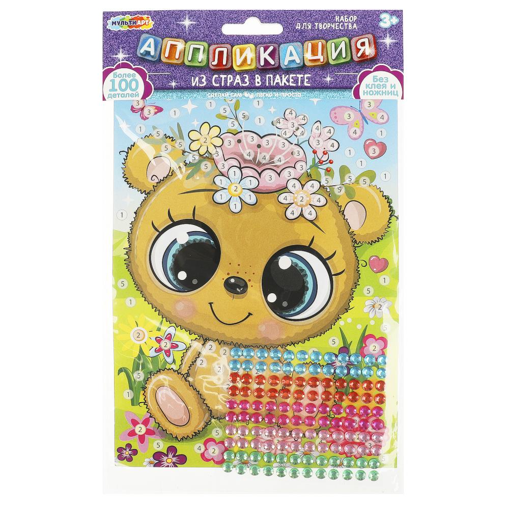 Аппликация стразами в пакете 15*21 см милые животные МУЛЬТИ АРТ в кор.100шт