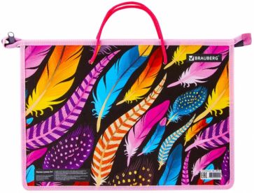 Папка на молнии А4 Перья (228155)