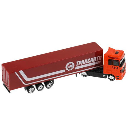 Машина металл ТЯГАЧ С ПРИЦЕПОМ 19,5 см, подвиж. дет., кор. Технопарк в кор.2*84шт