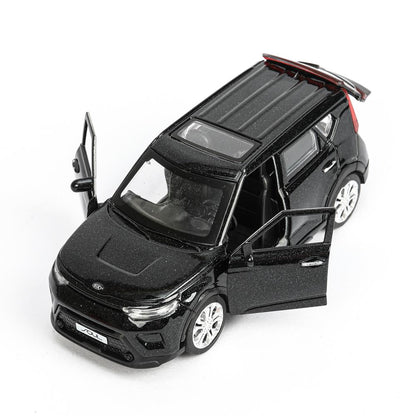 Машина металл KIA soul длина 12 см, double, багаж., инерц, черный, кор. Parc technologique dans le cor.2*36шт